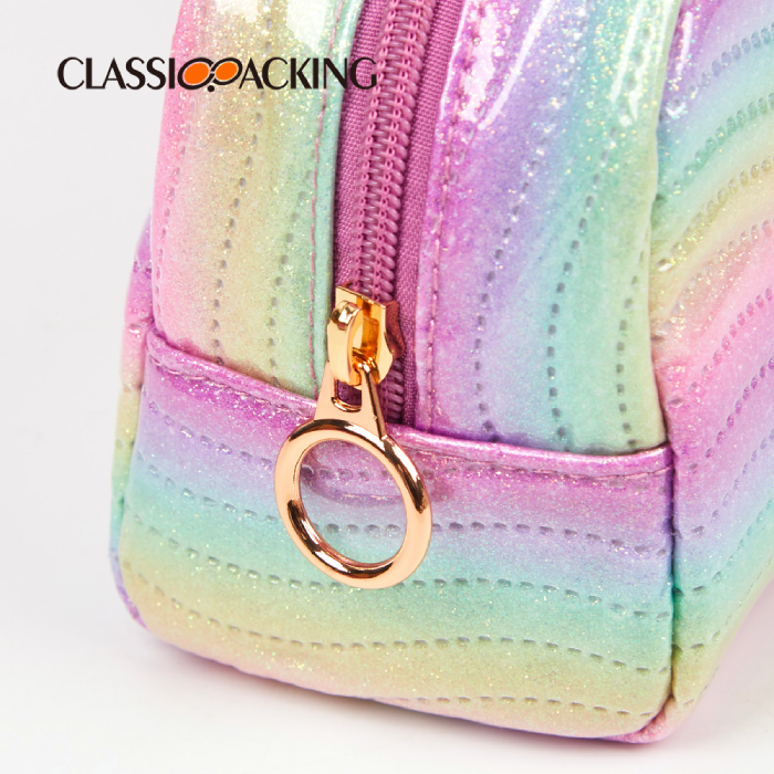 rainbow makeup bag zipper detail